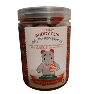 Scentsy Buddy Clip Peppermint Holly the Hippopotamus, Hippo Plush In Container